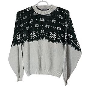 Vintage Womens Sz XL Crew Neck Fair Isle Style Heavyweight Made in USA Sweater
